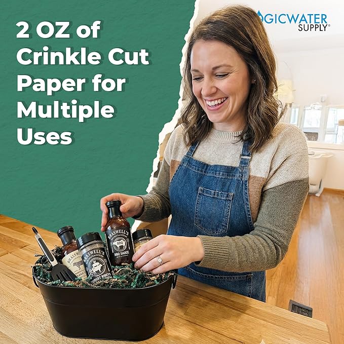 MagicWater Scented Crinkle Cut Paper - 2 oz - Pine - Perfect for Shredded Paper Filler, Basket Filler, Gift Boxes, Bridesmaid Gifts, Christmas Stuffers & More – For All Occasions