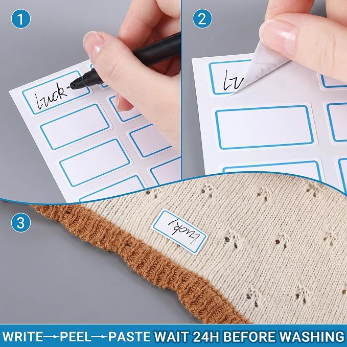 232 Pcs Write-on Iron-on Clothing Labels for Nursing Home | Fabric Labels Washable Writable Iron-on Name Tags Not Regular Stickers for Senior Care Back to School College Laundry Dorms