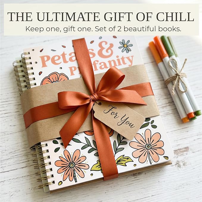 Beautiful Coloring Book Set of 2 for Adult Relaxation - Funny Coloring Books with Floral Designs for a lot of Laughs - The Perfect Stress-Relieving Gift for Women