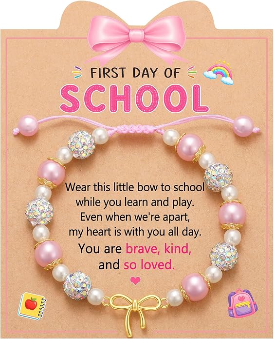 First Day of School Bow Bracelet Back to School Gifts for Girls