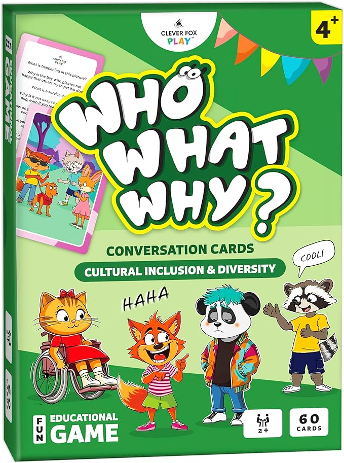 Who What Why Cultural Diversity & Inclusion Cards for Kids – SEL Game for Empathy, Disability, Social Awareness & Coping Skills – Learning Culture & Traditions Conversation Cards, Ages 4+
