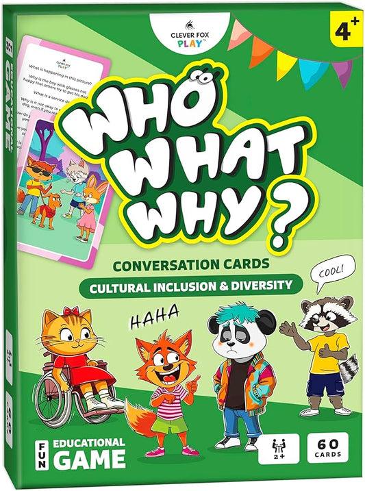 Who What Why Cultural Diversity & Inclusion Cards for Kids – SEL Game for Empathy, Disability, Social Awareness & Coping Skills – Learning Culture & Traditions Conversation Cards, Ages 4+