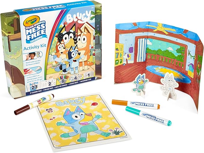 Crayola Color Wonder Bluey Activity Kit, Mess Free Coloring for Toddlers, Gifts for Kids, Art Set for Kids, Plane Essential, Bluey Toys, 3+