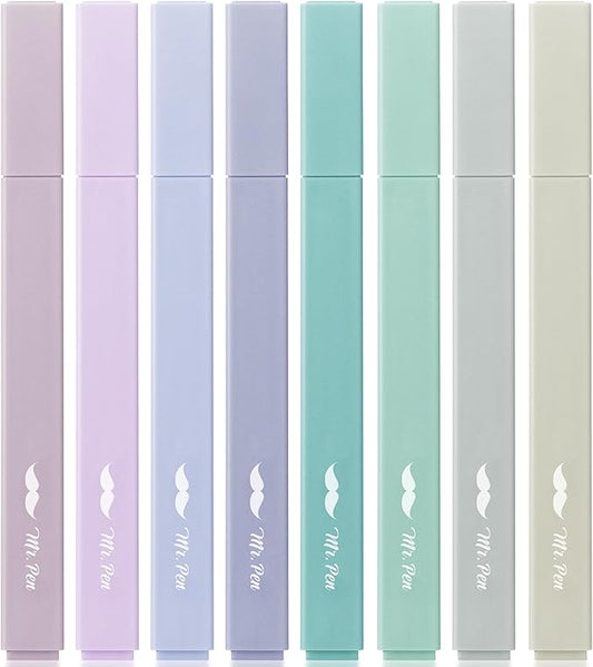 Mr. Pen- Aesthetic Highlighters No Bleed, 8 Pack, Pastel Colors, Chisel Tip, Cute Highlighters Assorted Colors for Journaling, Highlighting, Underlining, Fast Dry, Back to School Supplies