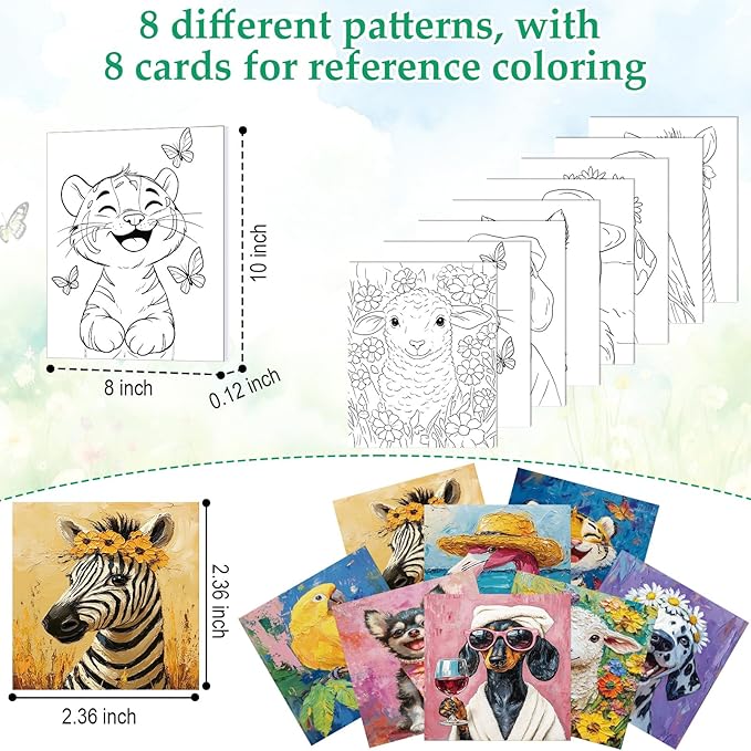 Cholemy 36 Pcs Paint and Sip Kit for Adults 8''x10'' Pre Drawn Canvas for Painting DIY Afro Acrylic Painting Kit Wood Easel Brushes Date Night Bulk for Father's Day Party Gifts(Flower Animals A)