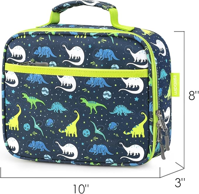 mibasies Kids Lunch Box for Boys Toddler, Insulated and Reusable Lunch Bag for School, Galaxy Dinosaur