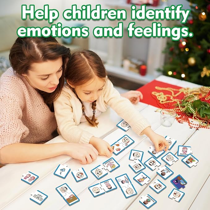 Kasfalci Feelings & Emotions Puzzle Cards,Feelings Chart Toys for Kids,Social Emotional Learning Activities,Speech Therapy Games,ADHD,Autism Learning Materials,Calm Down Corner Supplies for Classroom