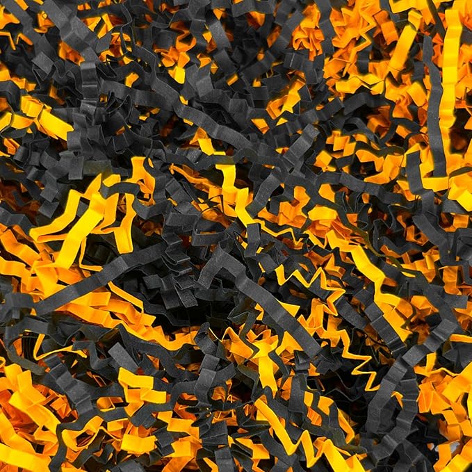 Tisspoms 1LB Black Gold Crinkle Cut Paper Shred Filler, Paper Shreds for Basket Fillers, Birthday, Gift Wrapping, Anniversary, New Years, Graduation Gift Decor Party Filler