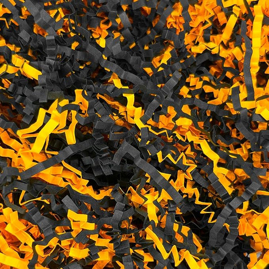 Tisspoms 1LB Black Gold Crinkle Cut Paper Shred Filler, Paper Shreds for Basket Fillers, Birthday, Gift Wrapping, Anniversary, New Years, Graduation Gift Decor Party Filler