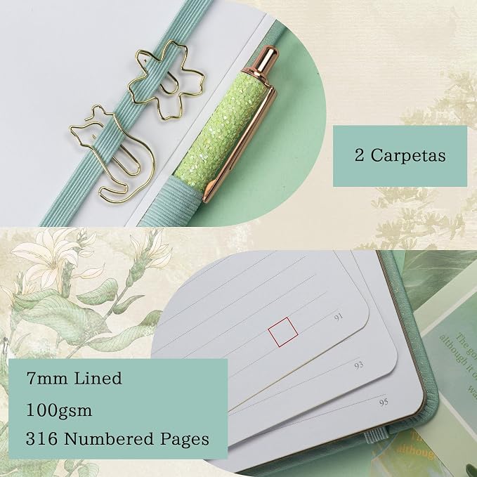 TIEFOSSI A5 Lined Journal, Cute Cat Journal for Women Girls, College Ruled Notebook with Pretty Sakura Pattern, Aesthetic Diary for Writing Journaling Drawing, Golden Edges