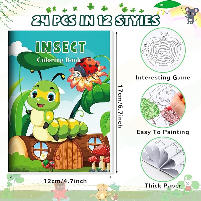 BenLouis Coloring Books Party Favors Bulk Mini Coloring Books for Kids Ages 4-8-12 Small Activity Books For Birthday Party Gifts Goodie Bags Stuffers Classroom Travel Activity（24pcs Colorful）