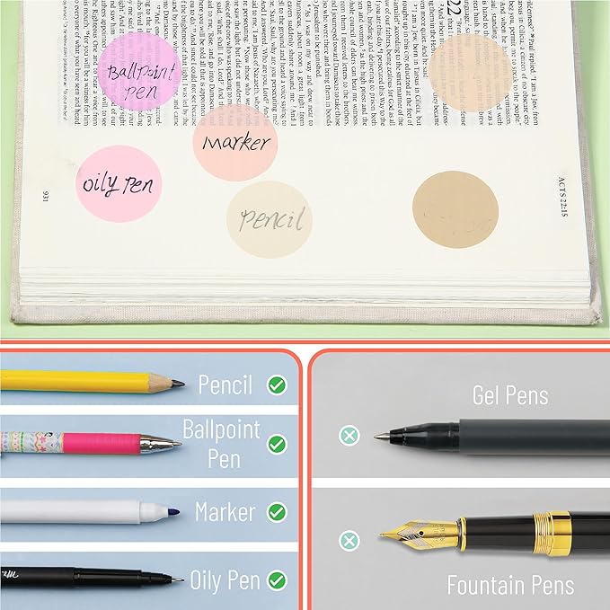 Mr. Pen- Round Transparent Sticky Notes, 1.1” Diameter, 14 Pads, 560 Sheets, Colorful, Water-Resistant See-Through Sticky Notes & Fineliner, Smooth Writing, Note Tabs for Bible Journaling, Studying