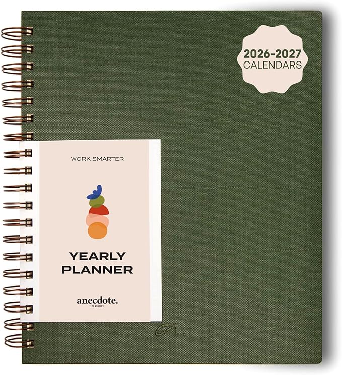 Anecdote Spiral Planner w/2026-2027 Calendar (8.5" x 10") | Start Anytime - 52 Weeks, Undated Planner Pages | To-Do List Organizer, Plan Your Success, Achieve Productivity Goals (Evergreen)