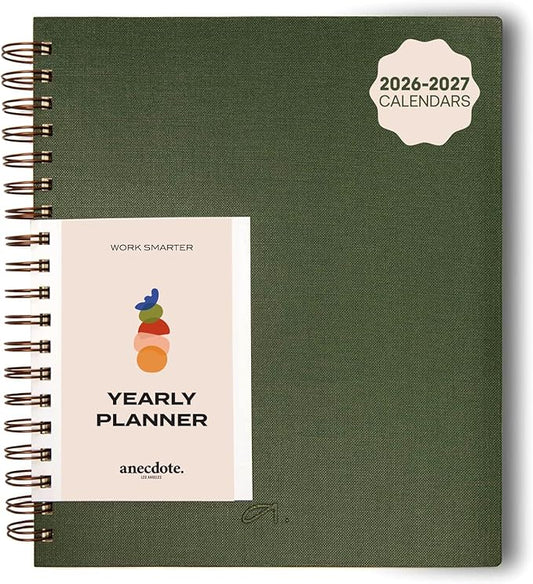 Anecdote Spiral Planner w/2026-2027 Calendar (8.5" x 10") | Start Anytime - 52 Weeks, Undated Planner Pages | To-Do List Organizer, Plan Your Success, Achieve Productivity Goals (Evergreen)