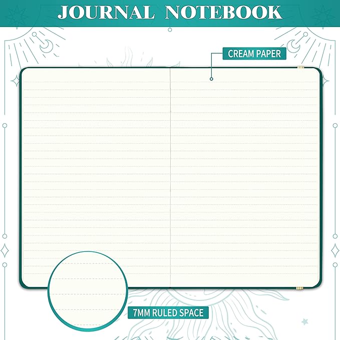 Artfan Ruled Notebook/Journal – Premium Thick Paper Faux Leather Classic Writing Notebook with Pocket + Page Dividers Gifts, Banded, Large, 144 Pages, Hard Cover, Lined (5.8 x 8.4) - Jungle Green