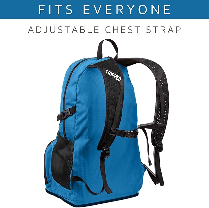 TRIPPED Travel Gear Traveling Backpack- Foldable Collapsible Lightweight Backpack for Travel (Light Blue) 35 liters