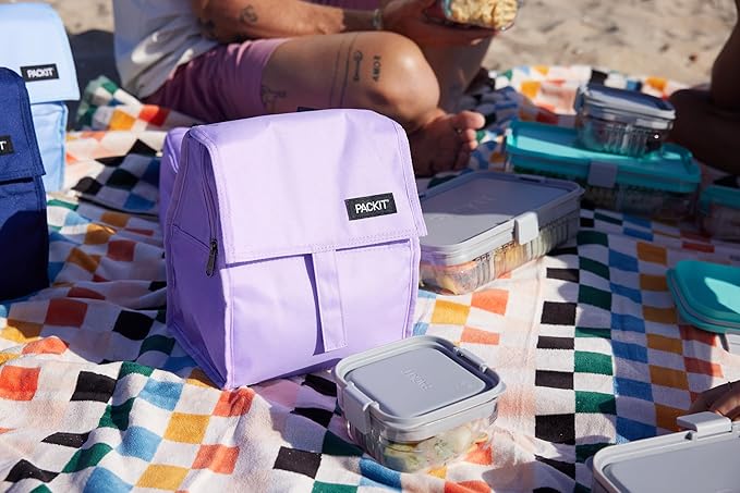 PackIt Freezable Lunch Bag, Lavender, Built with EcoFreeze Technology, Foldable, Reusable, Zip and Fold Closure with Buckle Handle, Designed for Work Lunches and Fresh Lunch On the Go