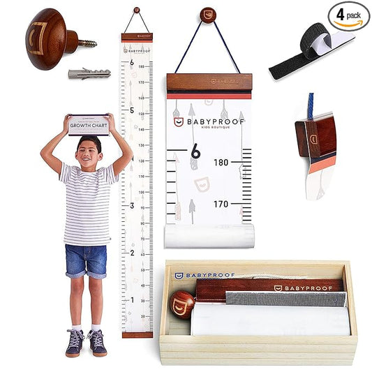 Growth Chart for Kids by Baby Proof - Measuring Height Chart and Kids Decor! Meaningful Memories Through Kid Size Chart Measurement. Pastel Arrows Growth Chart Ruler for Wall with Wooden Keepsake Box