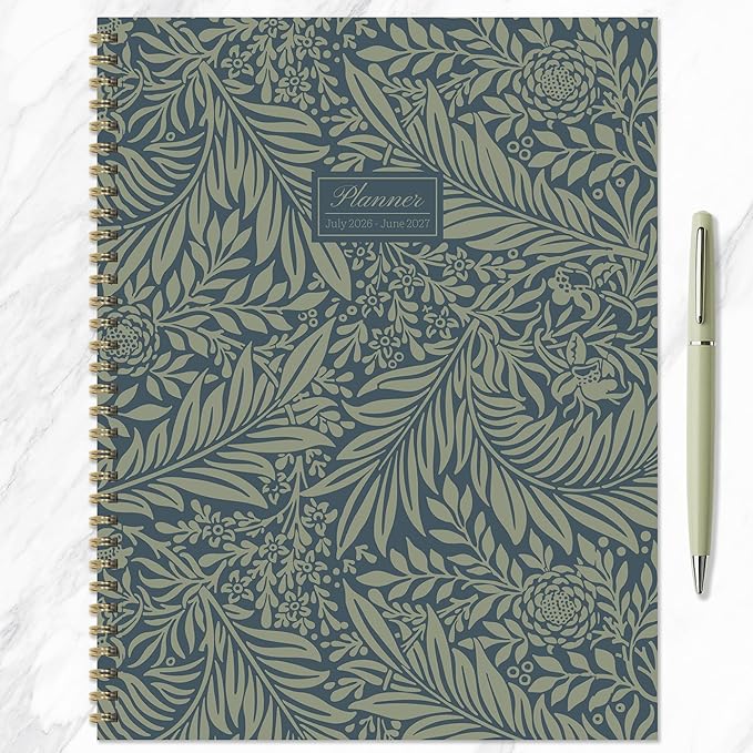 TF Publishing July 2026 - June 2027 Leaf Motif Large Weekly Monthly Planner - 12 Month Academic Planner 2026-2027 with Durable Cover, Thick Uncoated Paper and Planning Stickers - 9in x 11in