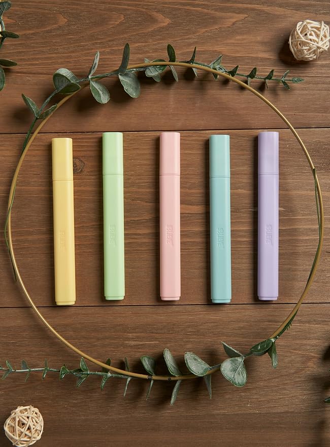 BLIEVE Bible Highlighters No Bleed Through, Chisel Tip, 5 Pack | No Smear, Quick-Dry, Aesthetic Cute Pastel Colors For Bible & Journaling (Candy Edition)