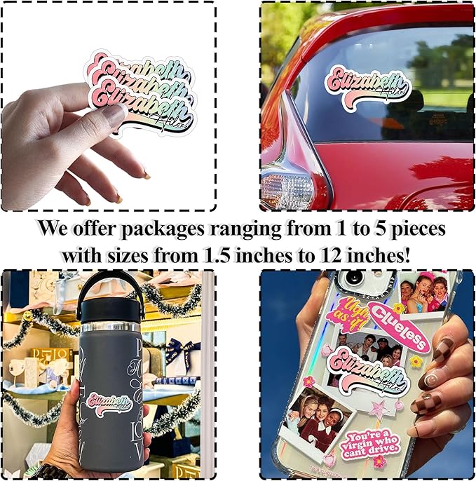 Custom Name Sticker Personalized First and Last Name Colorful Glitter Stickers Waterproof Vinyl Decal for Water Bottles Tumbler Laptop Hard Hat Car Kindle Gifts for Kids Girl Boy