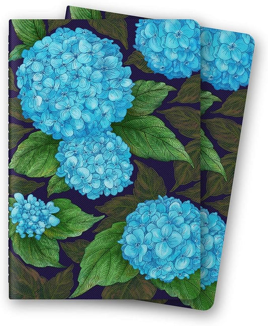 Stitched Composition Notebooks 2-Pack with Unique Art Designed Cover, A5 Lined Diary (8.2"L*5.5"W), Lay Flat Design, Thicked Paper Writes Smoothly for School and Office (Blue Hydrangea)