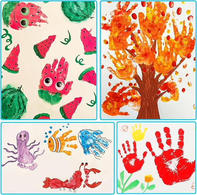 Washable Finger Paint for Kids, 8oz x 8 Colors - Non-Toxic, Thick Finger Paint for Toddlers, Art Supplies for Home & Classroom Use, Large Bottles