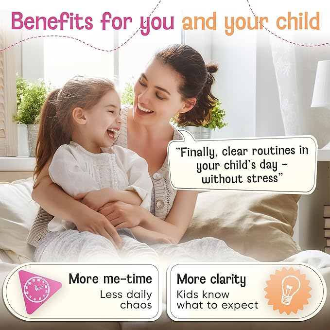 LIKARTO Visual Schedule for Kids - 2-in-1 Weekly + Daily Schedule - Magnetic Schedule with 188 Magnets and Magnetic Backing - Chore Chart Kids - Routine Chart for Toddlers, Autism, ADHD - Pink