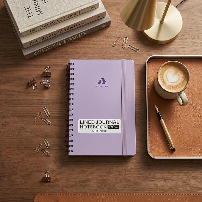 Nextnoid Lined Spiral Notebook Journal For Women & Men - Hardcover A5 Notebook 170 Pages, Journaling Notebooks for Work & Note Taking Writing Journal - Purple