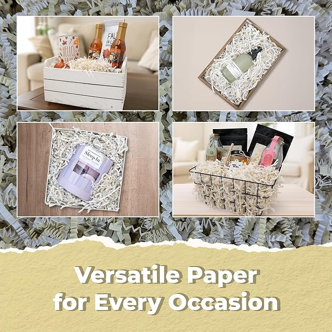 MagicWater Scented Crinkle Cut Paper - 2 oz - Vanilla - Perfect for Shredded Paper Filler, Basket Filler, Gift Boxes, Bridesmaid Gifts, Christmas Stuffers & More – For All Occasions