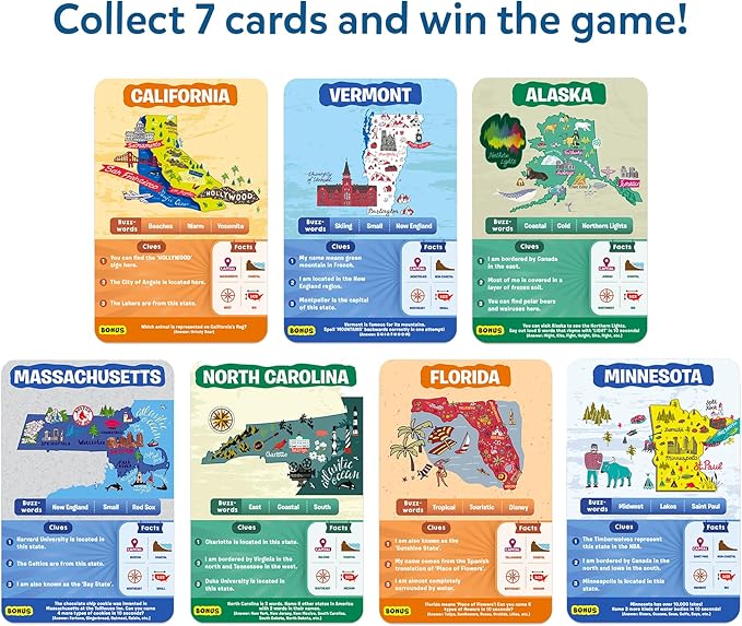 Skillmatics Guess in 10 States of America, Educational Travel Card Game for Ages 8 and Up, Boys, Girls, and Kids Who Love Board Games, Geography and History