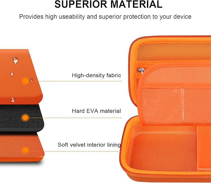 Elonbo Carrying Case for Texas Instruments TI-84 Evo/TI-84 Plus CE Evo Graphing Calculator, Extra Mesh Pocket Fits Charging Cable Charger Manual, Orange