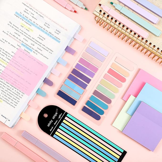 1160 Sheets Pastel Transparent Sticky Notes, 3 x 3 Inch Clear Sticky Note Waterproof See Through Memo Pad, Translucent Writable Index Tabs for Annotating Books, Study Stationary Graduation Supplies