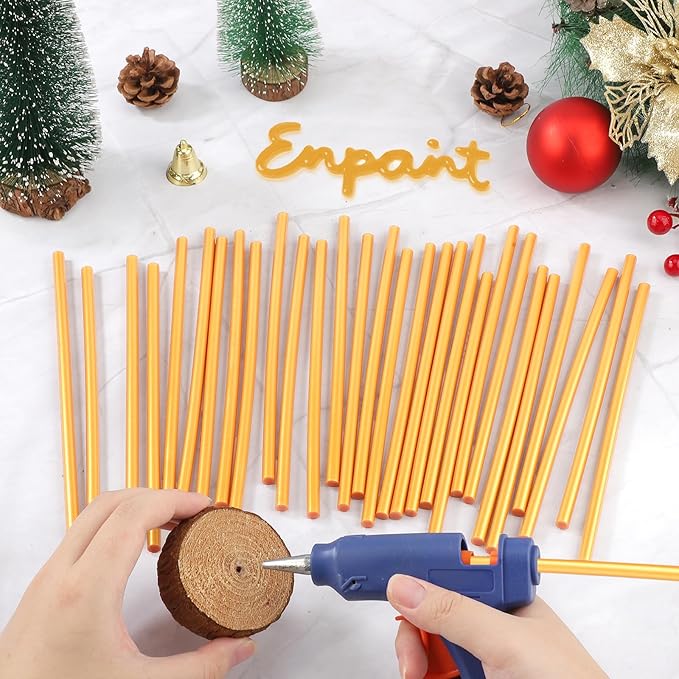 72pcs Metallic Gold Hot Glue Sticks, 0.27"x8" Mini Glue Sticks Colored for Wedding Cards, Crafting, Sealing Wax Stamp, Decoration, Art, DIY, Car Dent Repair