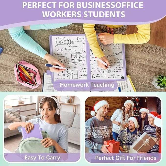 Feifeiya 6 Sides Dry Erase Notebook Portable White Board 9"x6"(a5) Travel Dry Erase White Board Notebook Foldable Anti-ghosting Surface for Office, School, Study, Travel & Business Meeting Planning