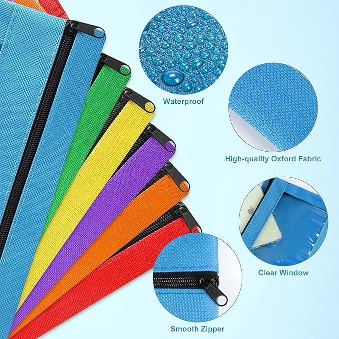 Pencil Pouch for 3 Ring Binder, 72 Pack Bulk Pencil Bags with Zipper, 6 Colored Pencil Case for Classroom School Office Supplies, Large Sturdy and Durable Cloth Pencil Pocket for 3 Holder Binder