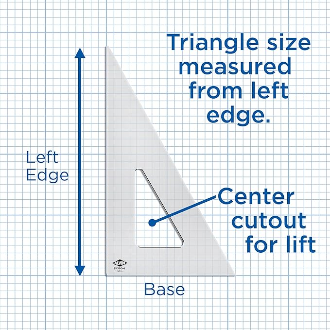 Alvin, SK450-6, 6" Smoke-Tint Triangle Ruler, Math Geometry Tool - 45/90 Degrees