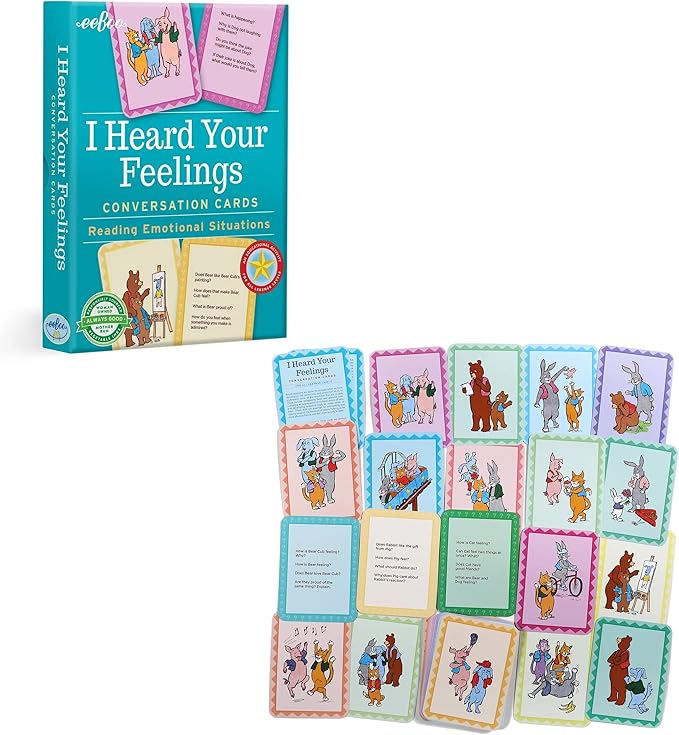 eeBoo: I Heard Your Feelings - 48 Conversation Flashcards, Develops Empathy Through Friendly Illustrations of Emotional Situations, Develop Social and Emotional Intelligence, for Ages 3 and up