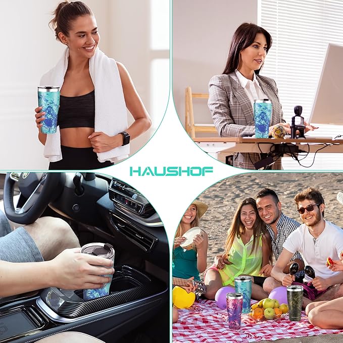 HAUSHOF 20 oz Tumbler, Stainless Steel Vacuum Coffee Tumbler, Durable Insulated Tumbler Cups for Hot and Cold Drinks, Portable Water Tumbler with Lid for Office, Camping, Sports