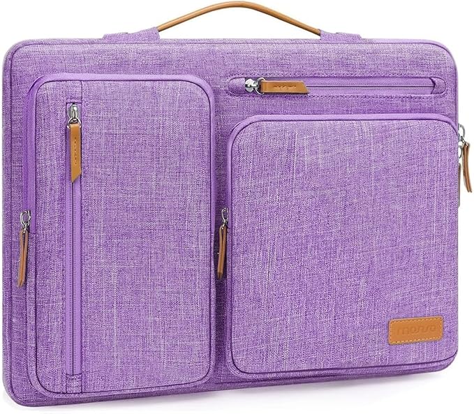 MOSISO 360 Protective Laptop Case 15 inch, 15 inch Laptop Sleeve Compatible with MacBook Air M5 M4 M3 M2 2026-2023, Dell XPS Plus, Side Open Carrying Case with 4 Zipper Pockets&Handle, Lilac