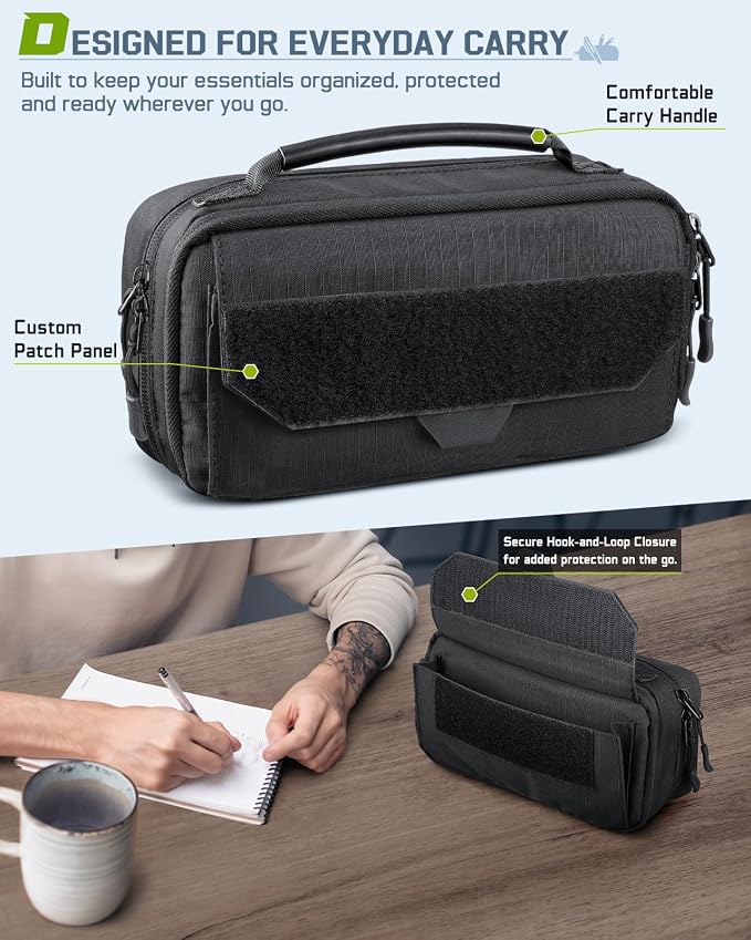 RXW Pencil Case Pouch for School, Office, Travel & EDC Organization | Large Capacity, 3-Layer Compartments, Tactical MOLLE Attachment, Everything Organized, Quick Access, Secure Storage