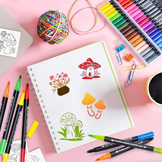 48 Colors Dual Markers Brush Pens, Art Markers Colored Pens for Adult Coloring Books, Brush and Fine Point Dual Tip Artist Colored Marker Set