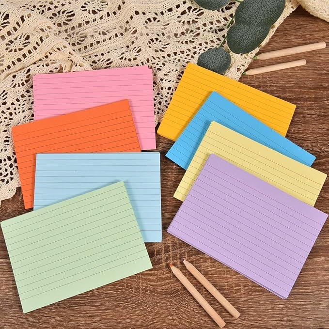 OBTANIM 400 Count 4 x 6 Inch Index Cards Assorted Colors Ruled Index Flash Cards for Studying Taking Note Office Home and School Daily Recording