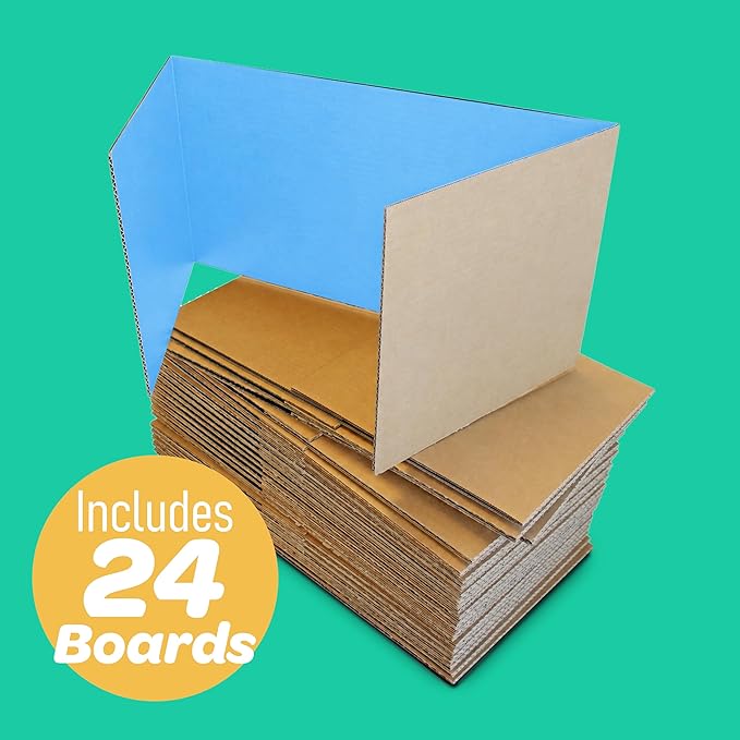 Flipside Products 18" x 48" Sky Blue Project Boards, Pack of 24, Trifold, Presentation Board, DIY Projects, Small Display, Science Fair, Classroom, Clubs, 4H, Graduation