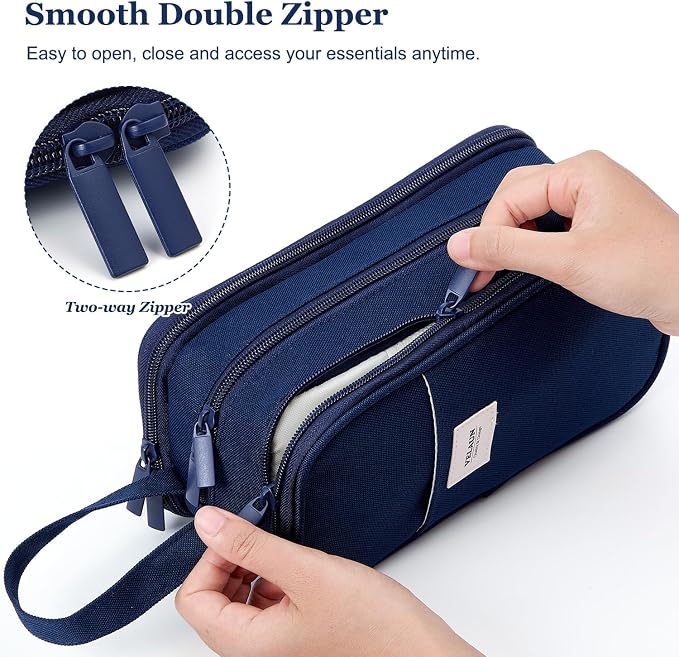 Pencil Case Pouch, Large Capacity Pencil Box Bag, Aesthetic Pen Organizer for School Supplies, Cute Preppy Stuff for Girls Boys Kids, Back to College Stationery, Navy Blue
