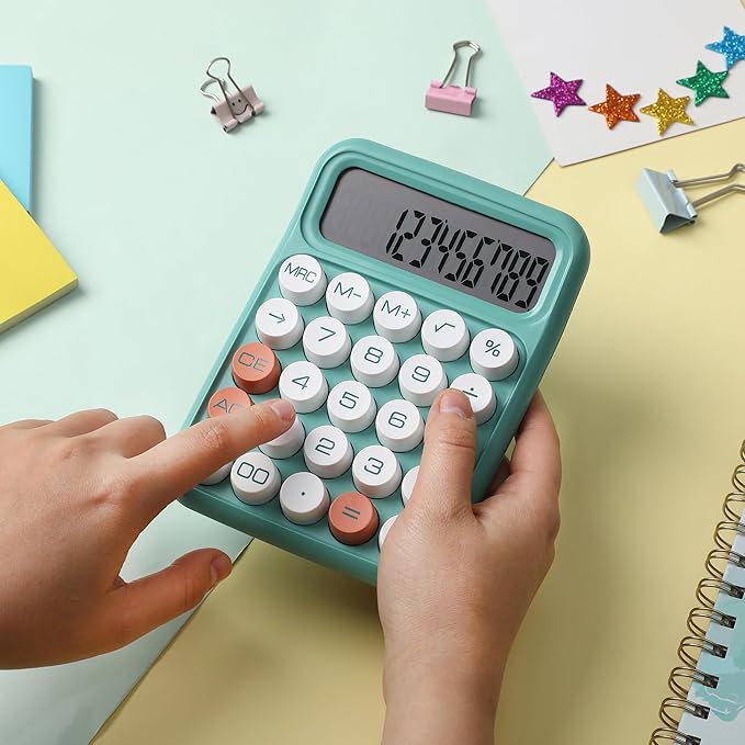 Mr. Pen- Mechanical Switch Calculator, 12 Digit Large LCD Display, Earthy Green with Big Buttons, Mechanical Switch Calculator for Home, School, Office