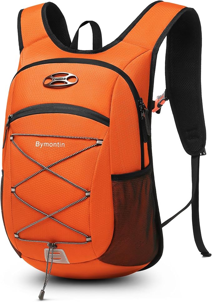 Ultra-Light Soft Daypack 15L/20L, Cushioned Breathable Back Panel Backpack, Lightweight Packable Travel Backpack (Orange, 15L)