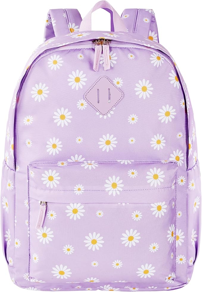 KK CRAFTS Preschool Backpack Kindergarten Little Kids Toddler Elementary School Backpacks for Boys and Girls with Chest Strap(17Inch, Daisy-Purple)
