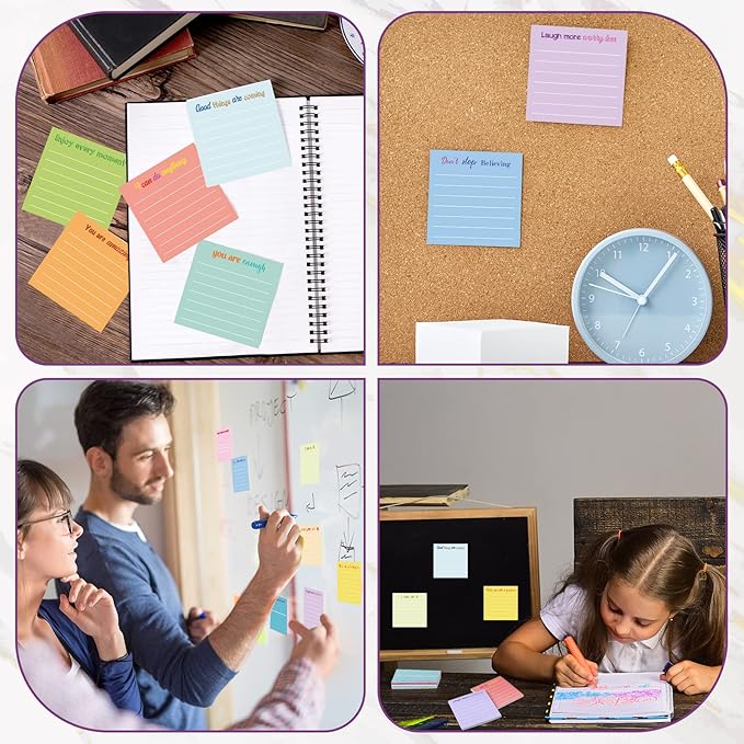 Yinder 12 Pcs Inspirational Sticky Notes Cute Motivational Sticky Notes Pad End of Year Employee Appreciation Gifts Bulk for Teacher Nurse Coworkers Office Supplies 3 x 3'' (Inspirational,Simple)