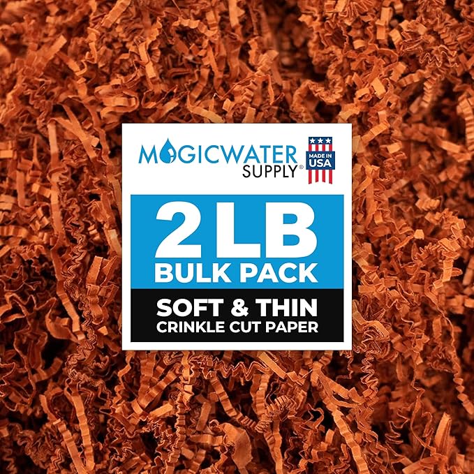 MagicWater Supply Soft & Thin Crinkle Cut Paper - 2 LB - Rust - Paper Shred Filler for Gift Wrapping, Basket Filling, Birthdays, Weddings, Anniversaries, Valentines Day, and other occasions